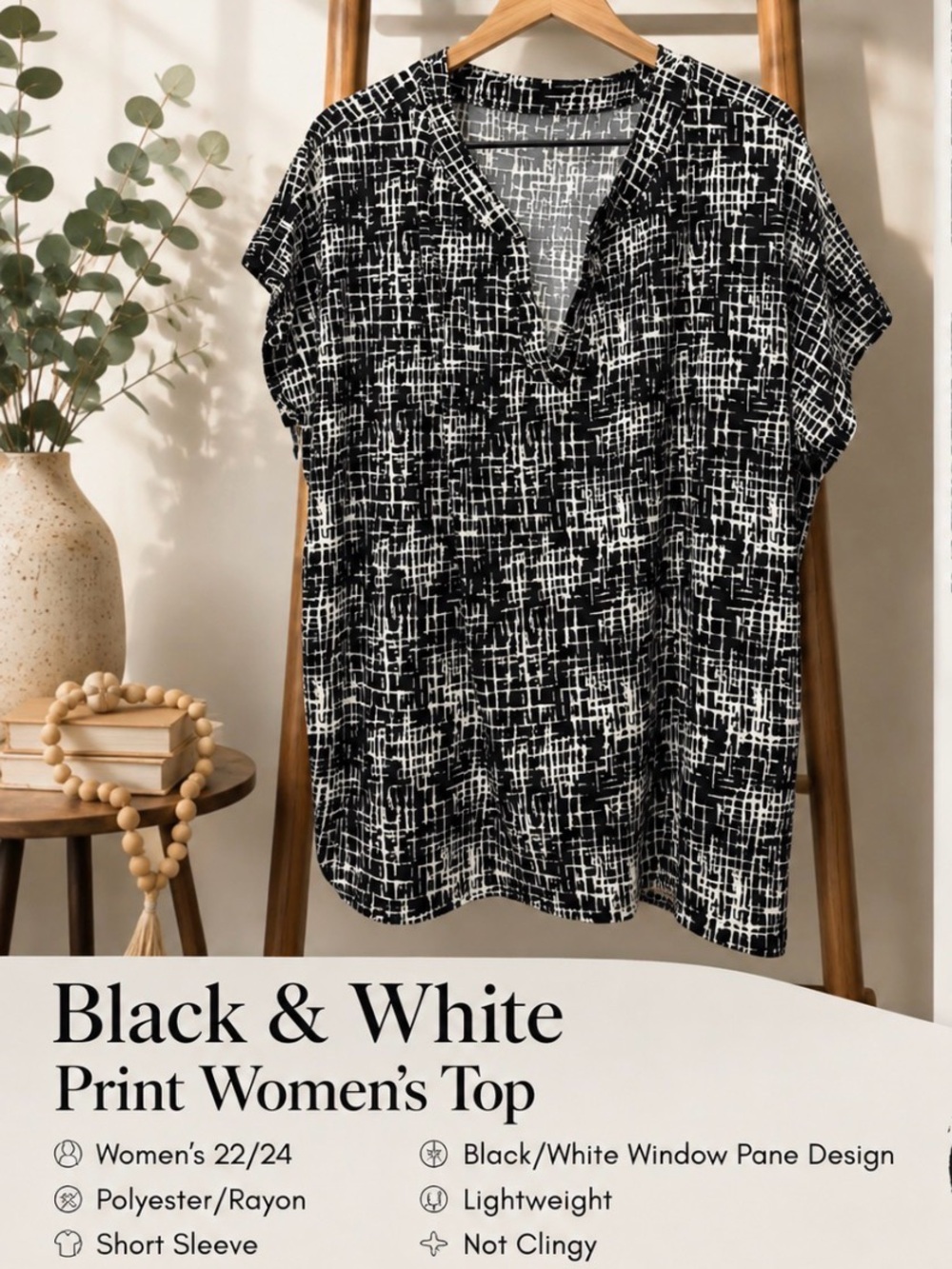 Black & White Print Woman’s Top